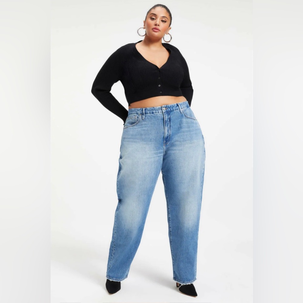 Good American Good 90s Loose Fit Denim Medium Wash Jeans Blue 18